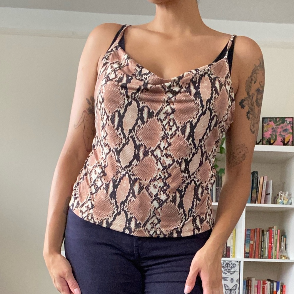 Urban Outfitters Snake Print Cowl Neck Top